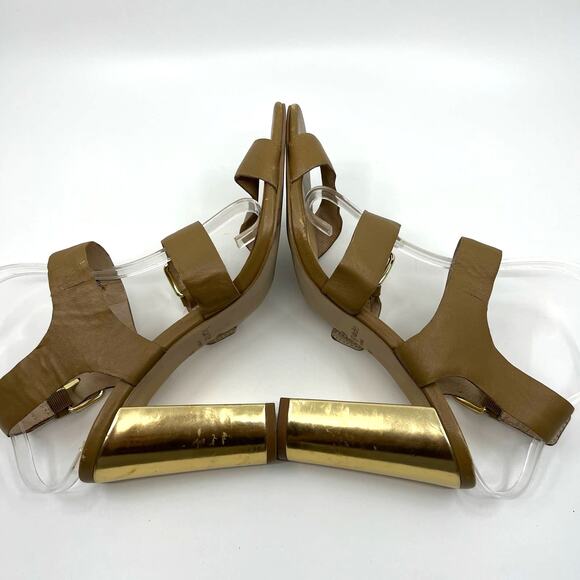 Kate Spade Brown Leather Gold Heels Sandal 10 US - Picture 7 of 8